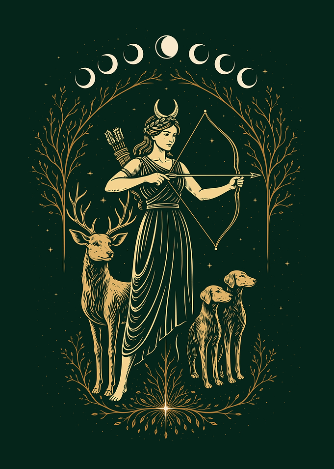 Artemis Goddess of the Hunt Illustration