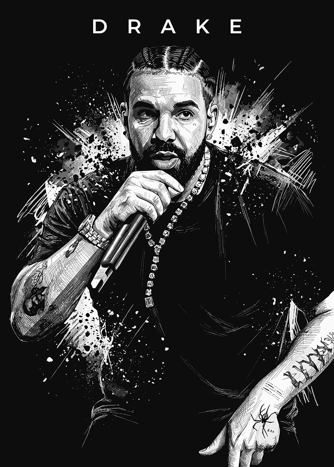 Drake Black and White Portrait