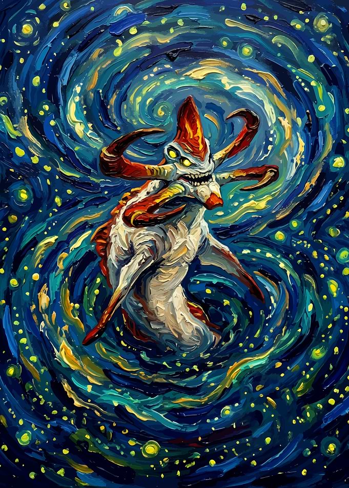 Reaper Leviathan Starry Night Painting