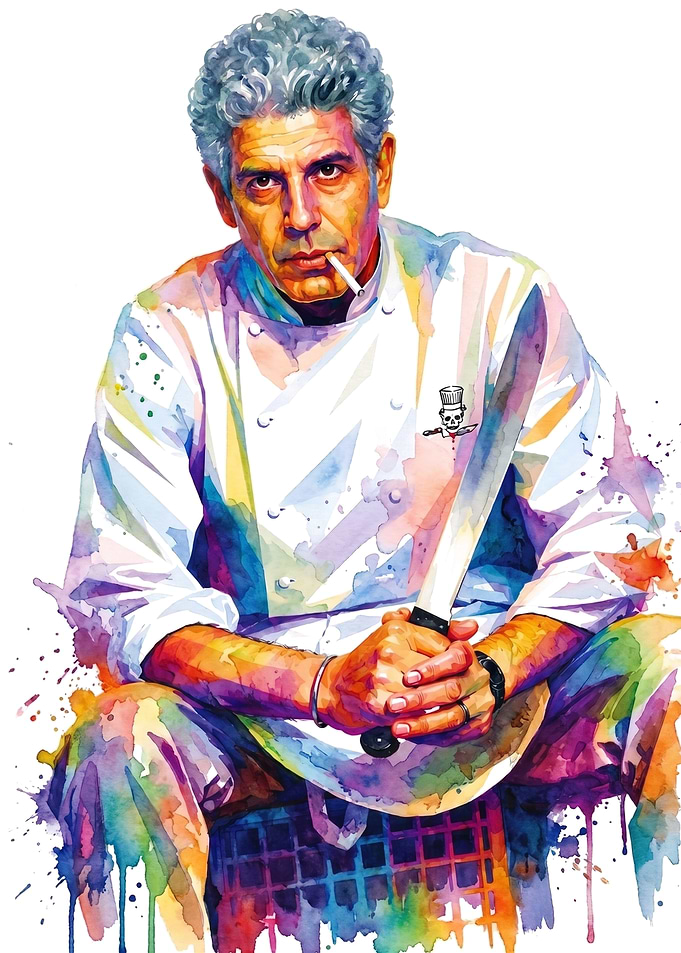 Anthony Bourdain Watercolor Portrait