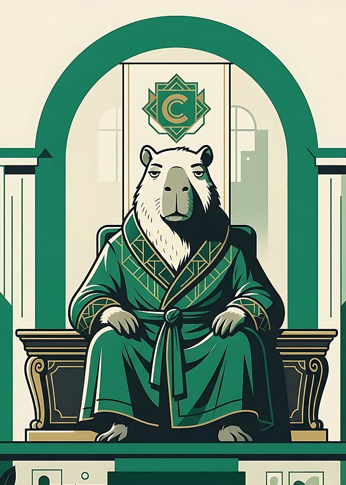 Regal Capybara on Throne