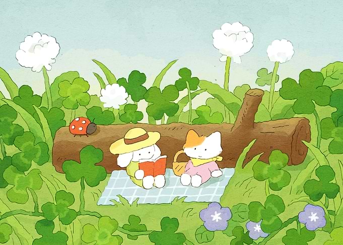 Cute animals having a picnic