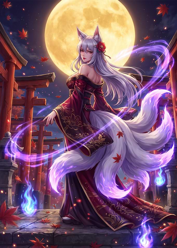 Nine-Tailed Fox Spirit in Shrine
