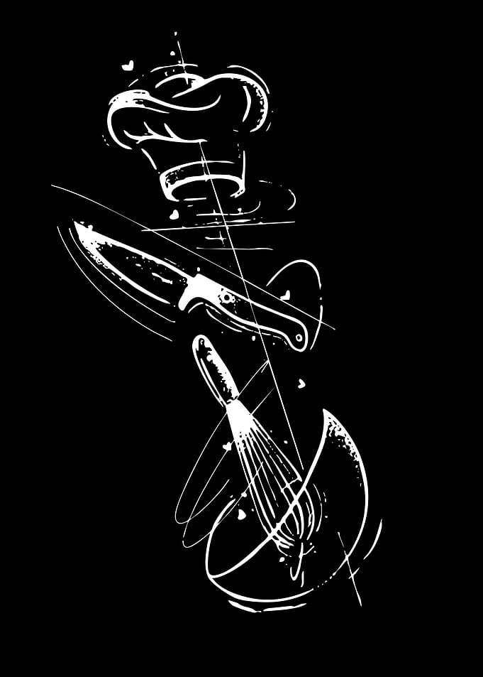 Minimalist Chef Kitchen Tools Illustration
