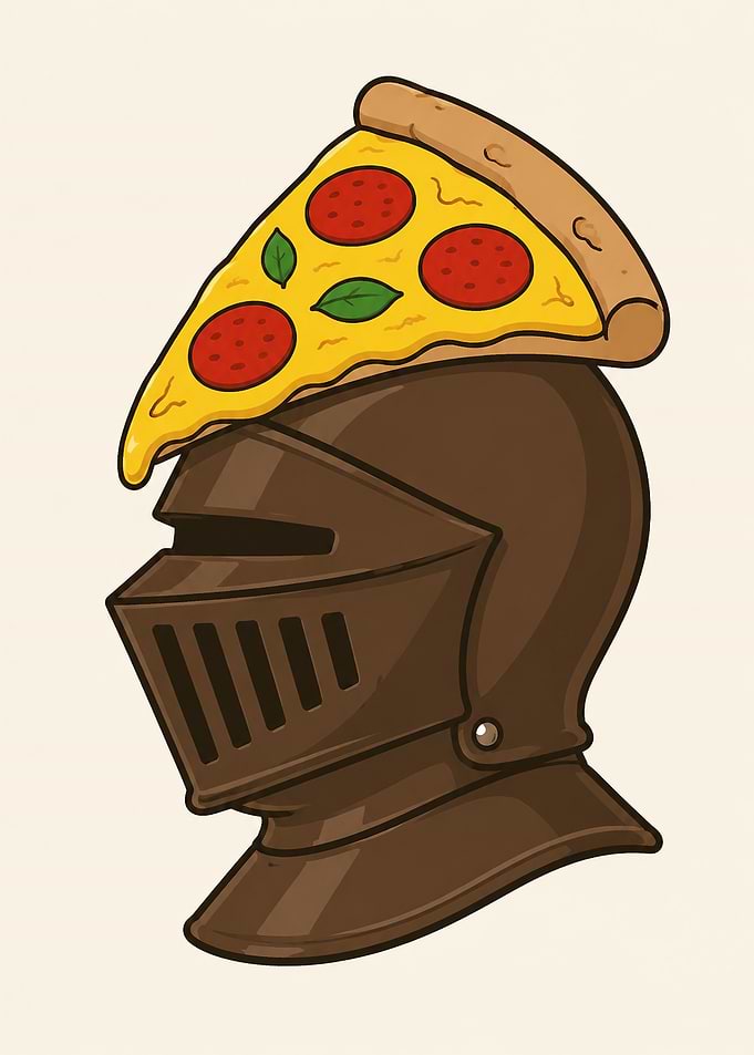 Knight Helmet Wearing Pizza Slice