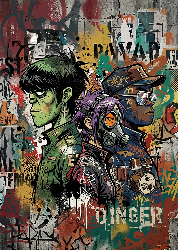 Gorillaz Band Graffiti Art Poster