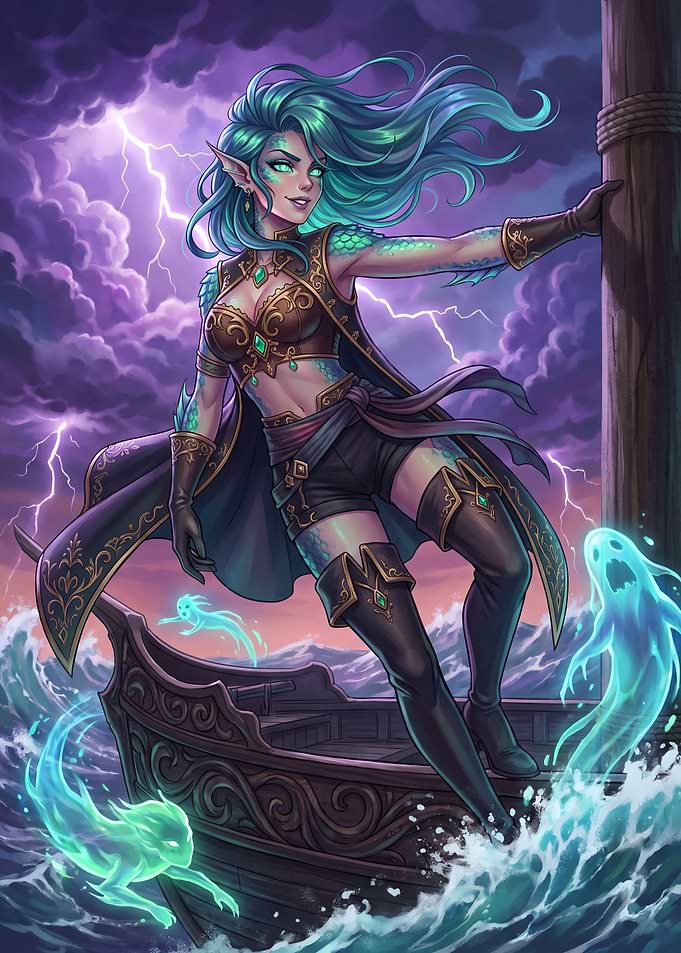 Siren Pirate on Stormy Seas