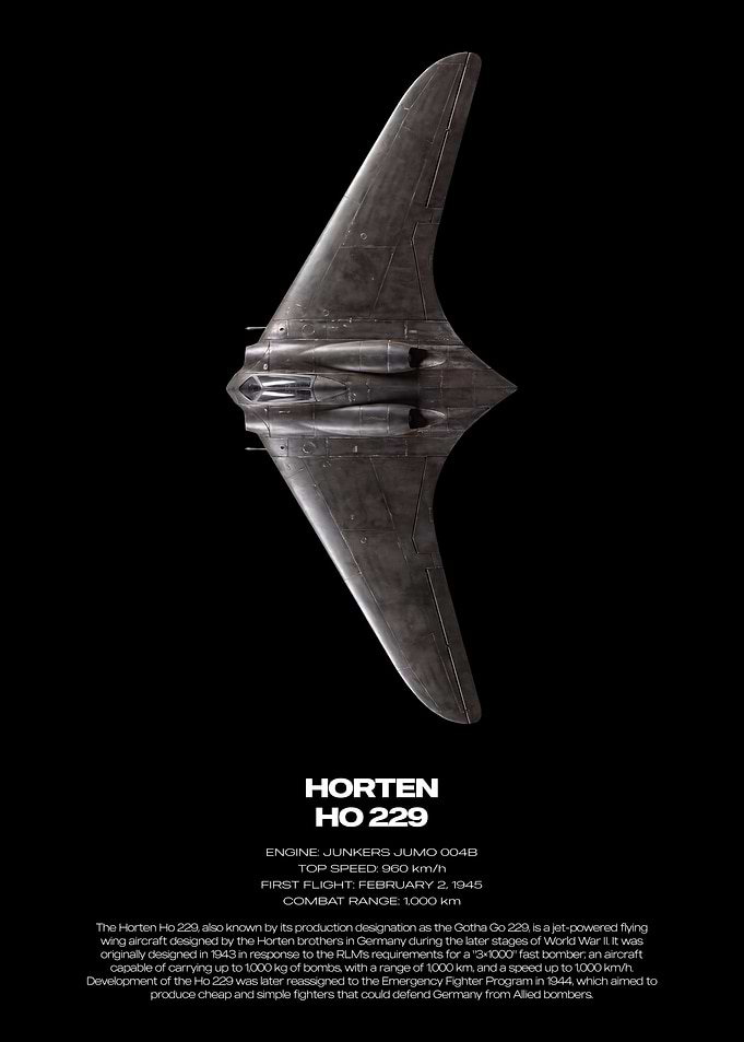 Horten Ho 229 Flying Wing Poster