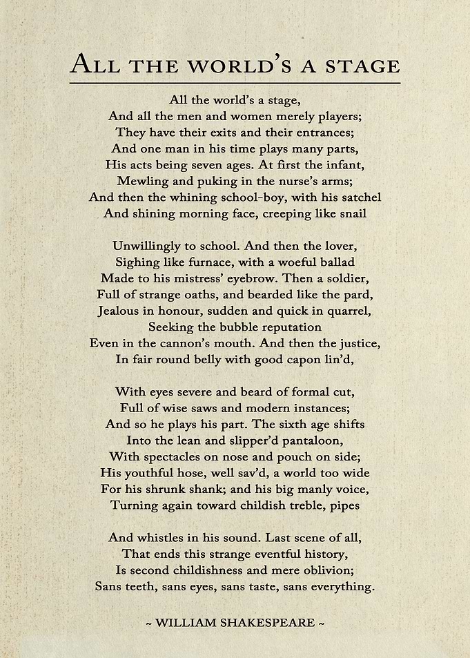 All the World's a Stage Poem - William Shakespeare