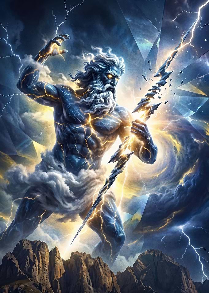Zeus Wielding a Lightning Bolt