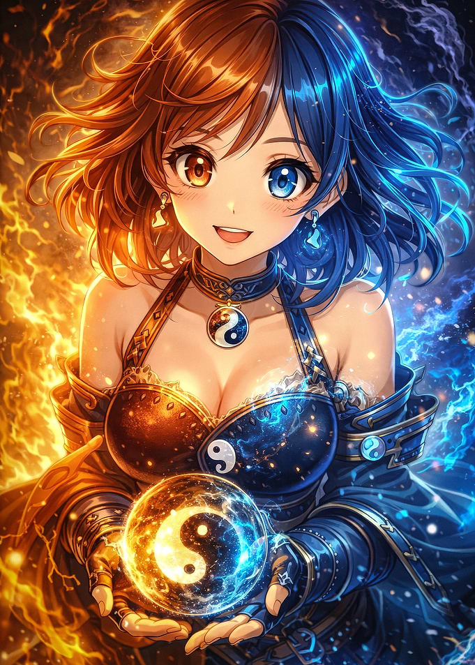 Anime Girl with Yin Yang Magic