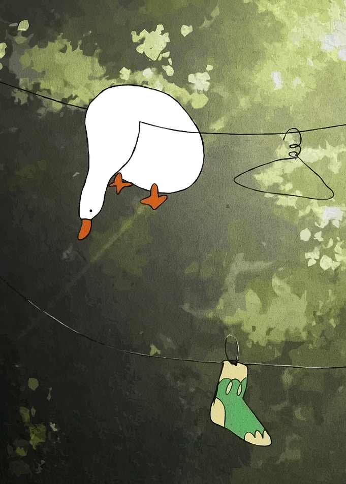 Goose Hanging on a Clothesline