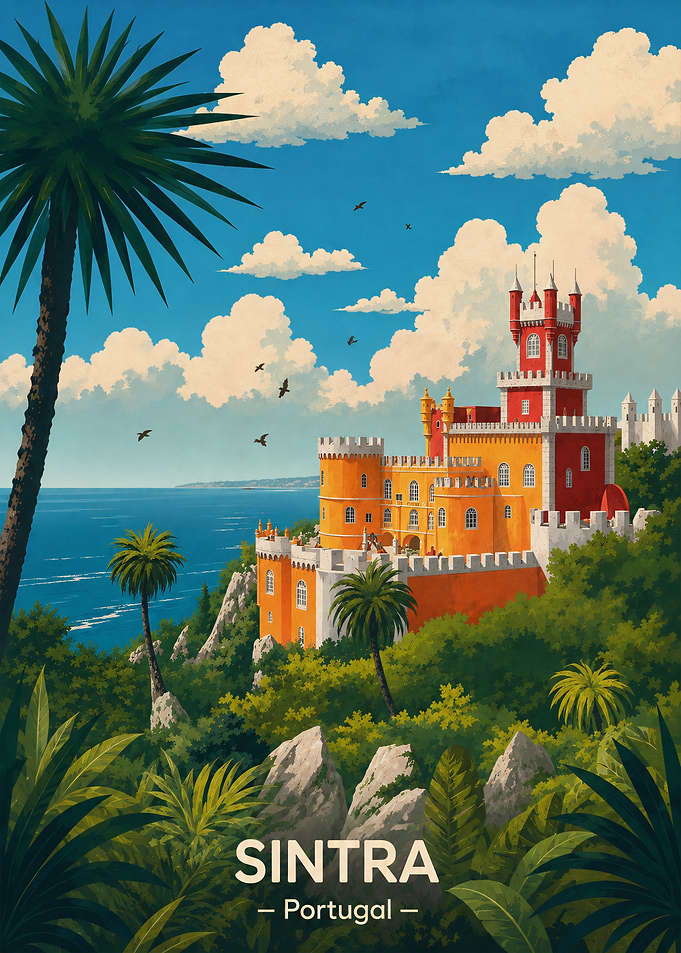 Vintage Travel Poster of Sintra Portugal