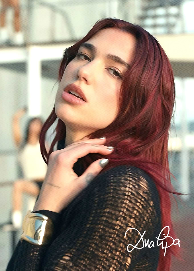 Dua Lipa Portrait with Red Hair