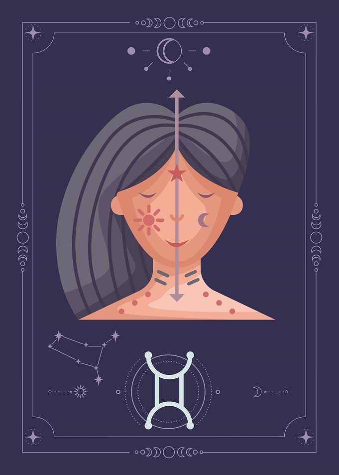 Gemini Zodiac Astrology Illustration