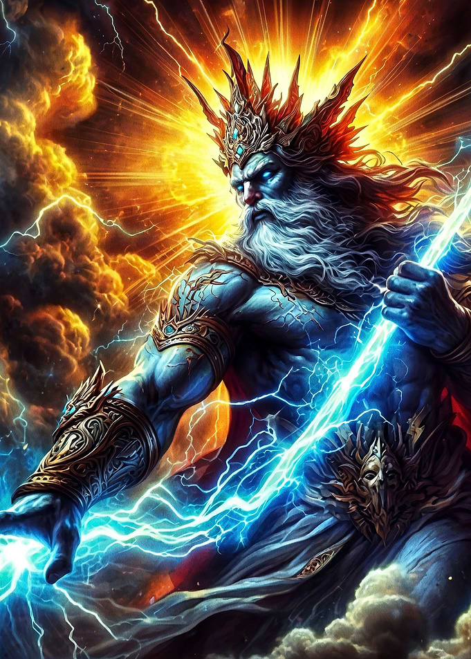 Zeus Commanding Lightning Bolts