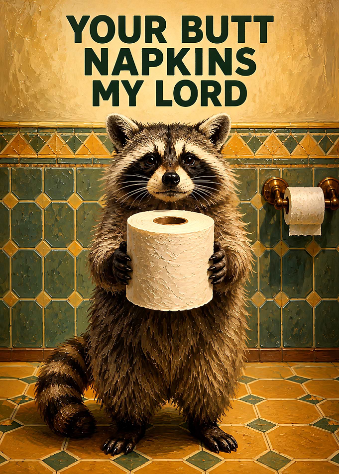 Funny Raccoon Offering Toilet Paper