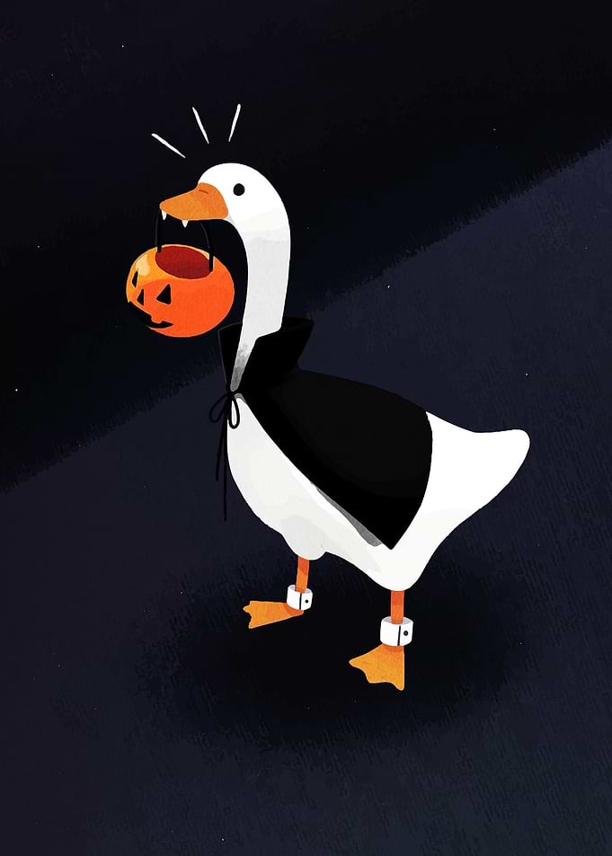 Vampire Goose Halloween Illustration