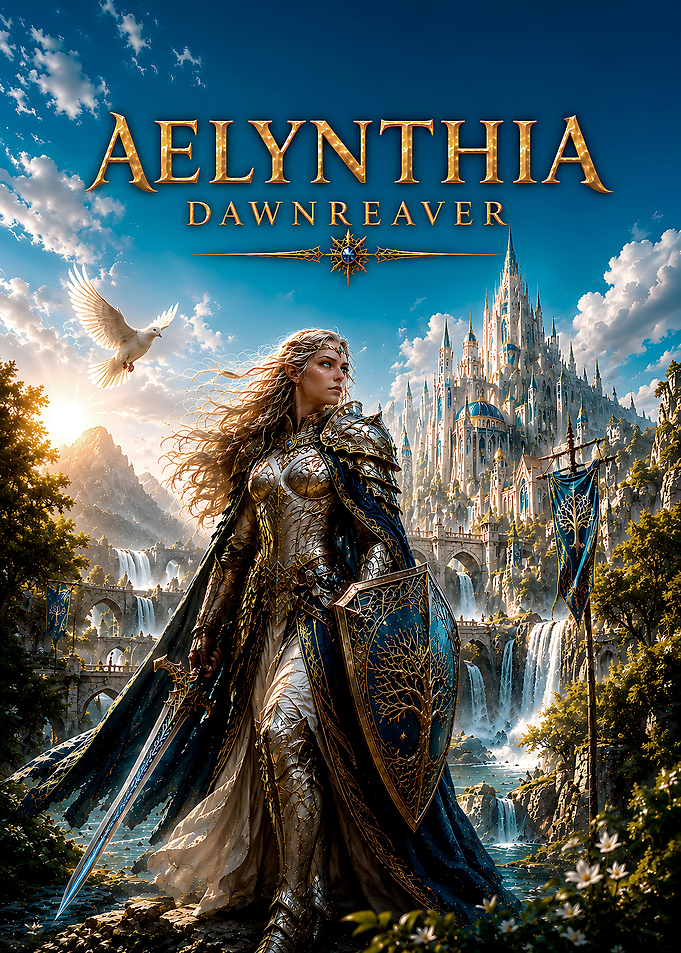 Aelynthia Dawnreaver Fantasy Warrior Poster