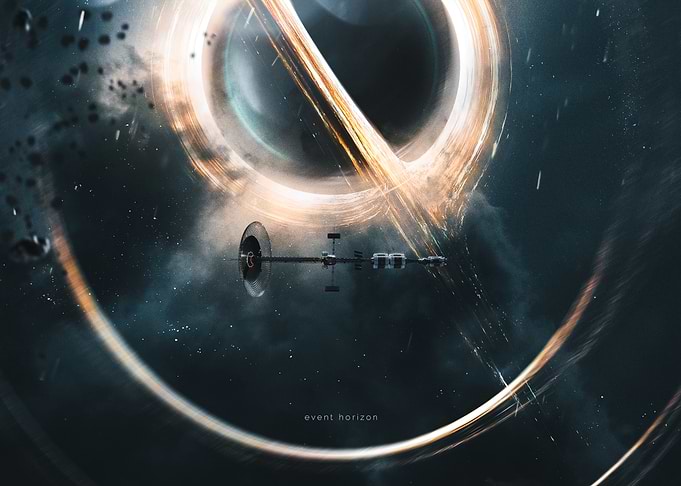 Interstellar Spaceship Near Black Hole