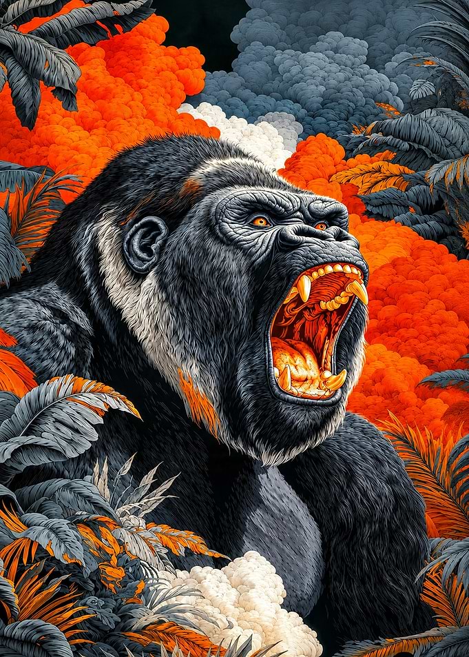 Fierce Gorilla in Vibrant Jungle