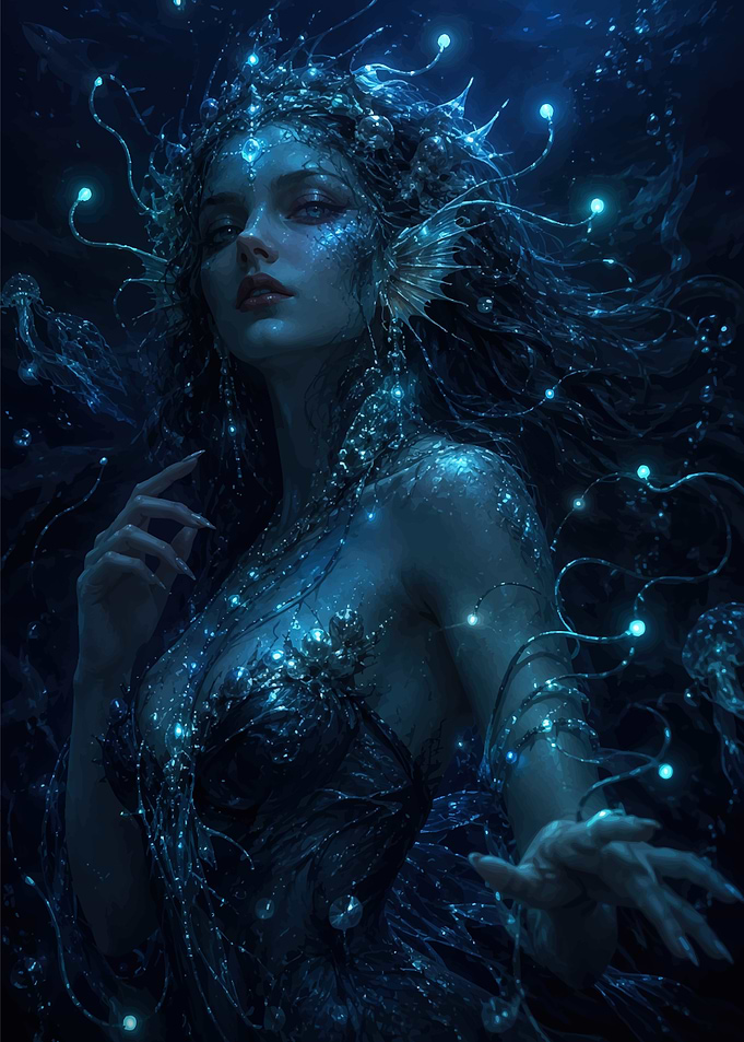 Ethereal Bioluminescent Mermaid Queen