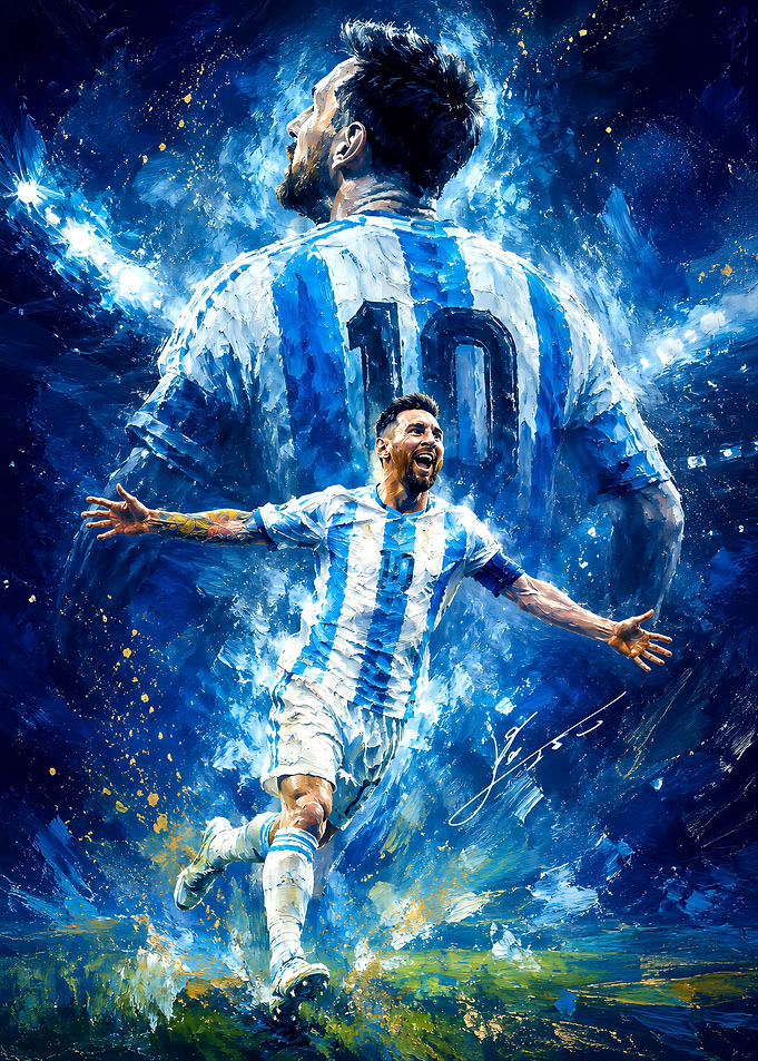 Lionel Messi Argentina Celebration Art