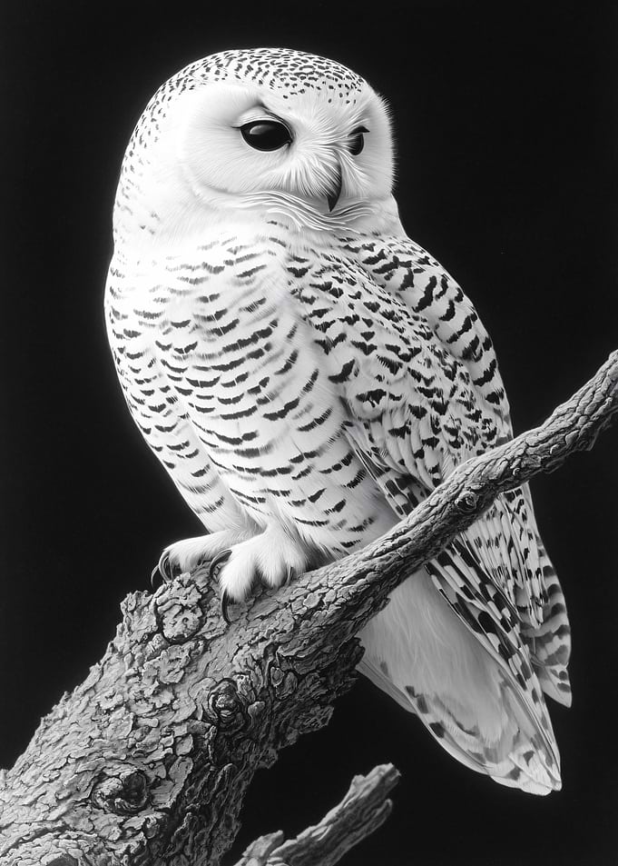 Snowy Owl Perched on Branch