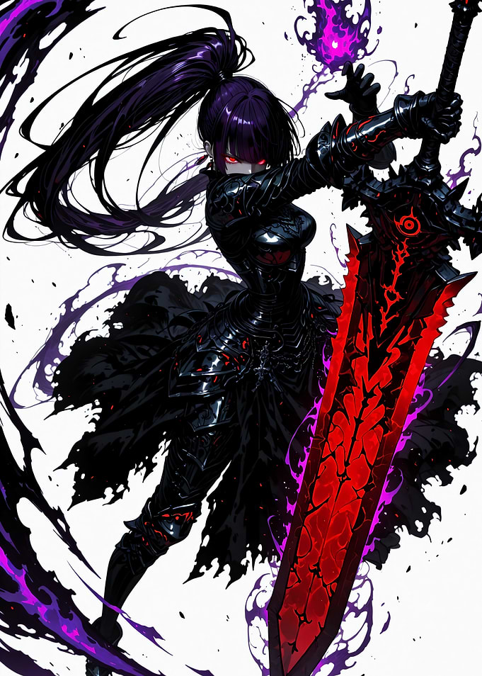 Dark Fantasy Warrior with Glowing Sword