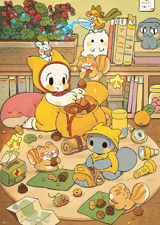 Cute Animal Friends Preparing for Adventure