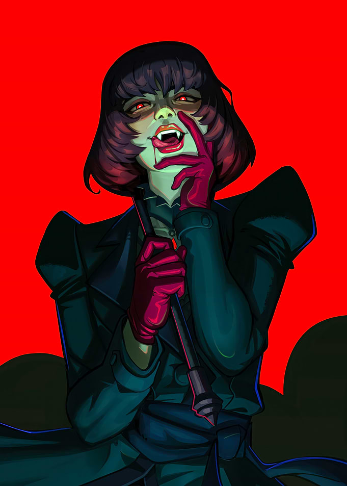Vampire Woman with Red Eyes
