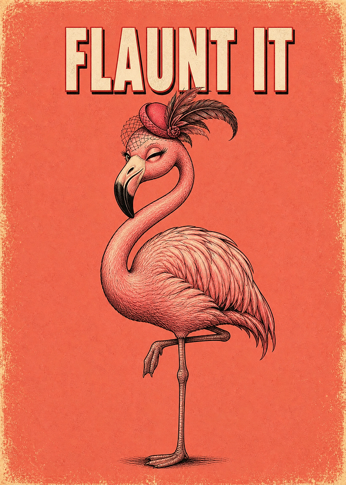 Flaunt It Flamingo Vintage Poster