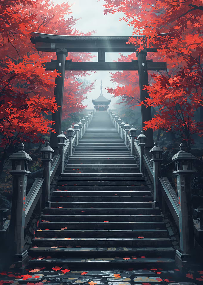 Torii Gate and Temple Stairs