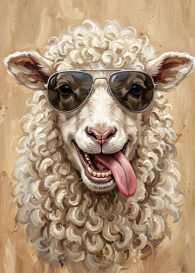 Cool Sheep Wearing Aviator Sunglasses