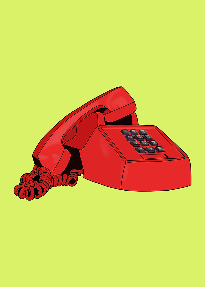 Minimalist Red Retro Telephone Illustration