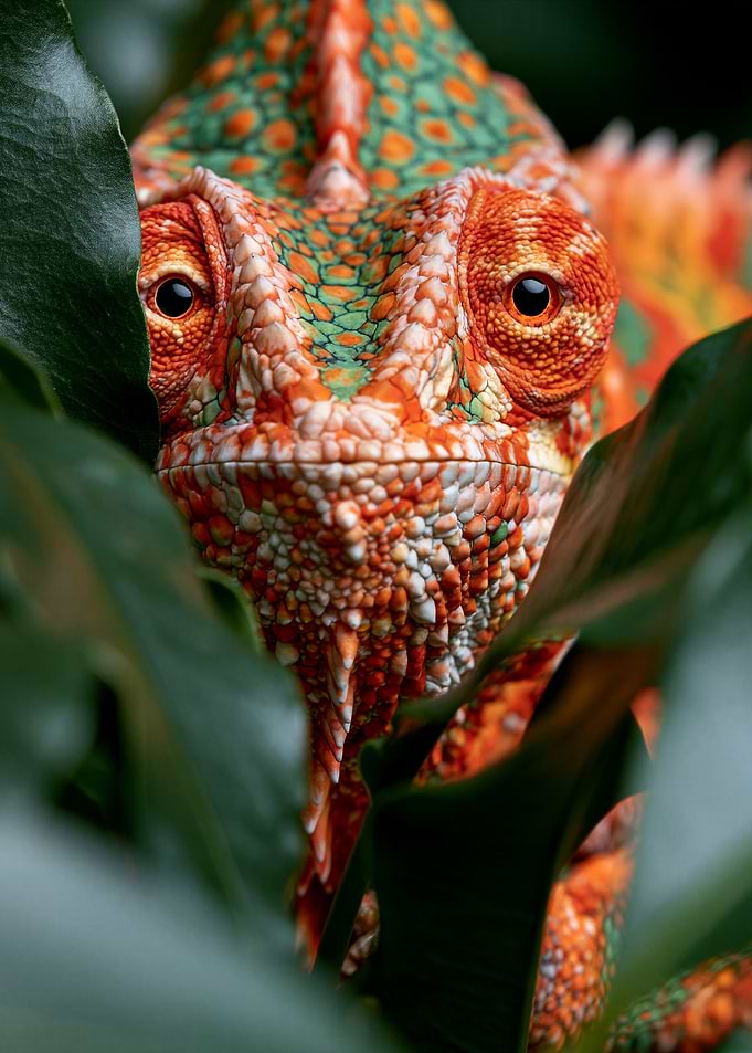 Vibrant Orange and Green Chameleon