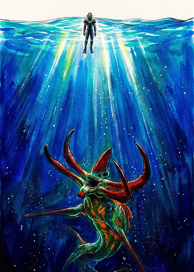 Subnautica Reaper Leviathan Encounter