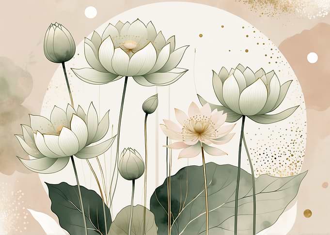 Elegant Watercolor Lotus Flower Illustration