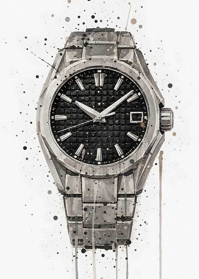 Watercolor Style Luxury Wristwatch Illustration