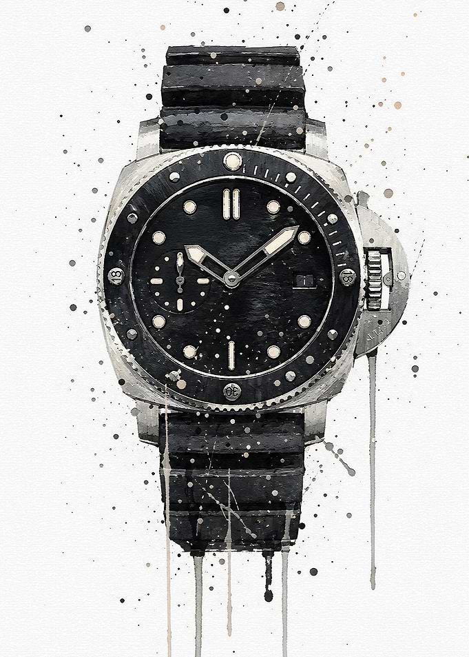 Watercolor Panerai Style Dive Watch