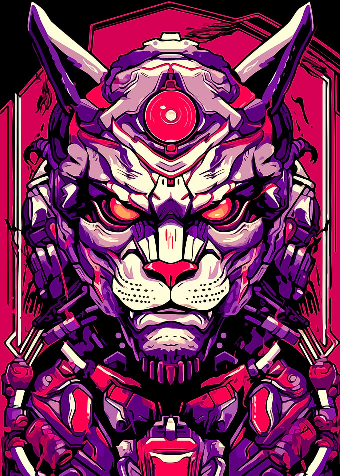 Cybernetic Mecha Panther Portrait