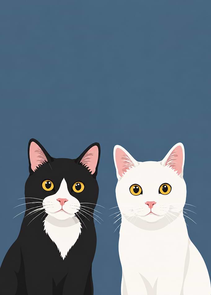 Two Cats Portrait Illustration