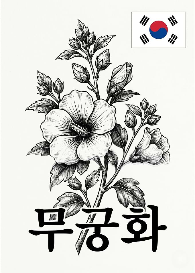 South Korean Mugunghwa Flower Illustration
