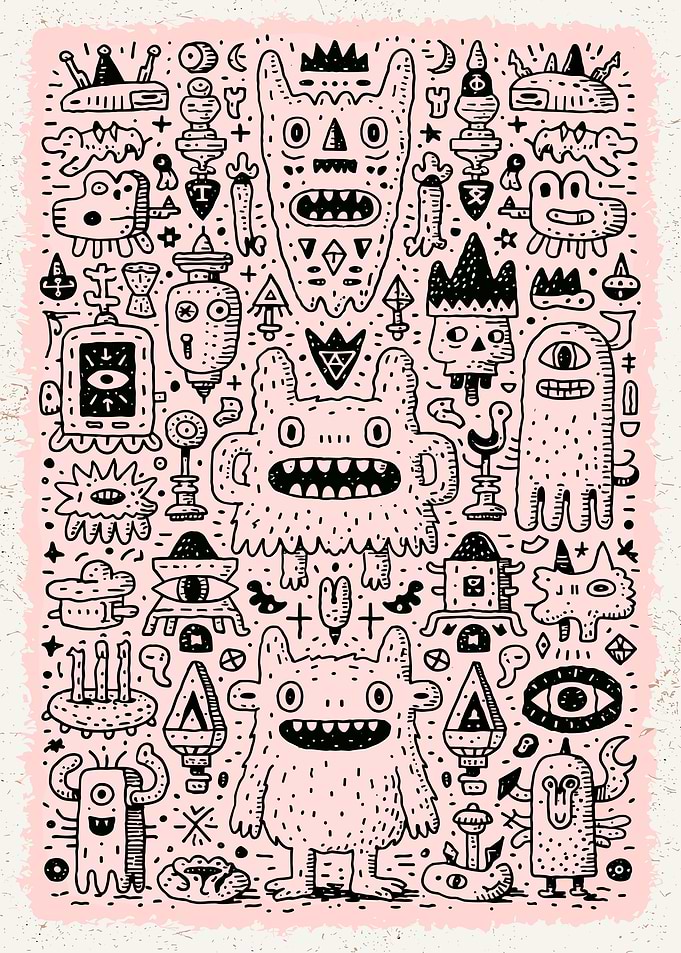 Whimsical Monster Doodle Pattern