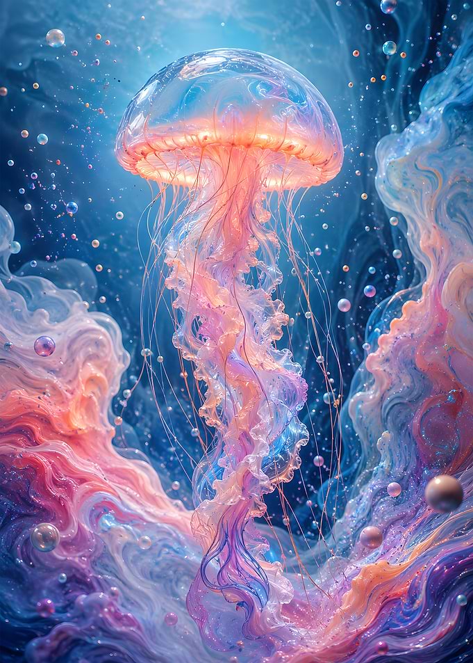Deep Sea Glowing Jellyfish Current