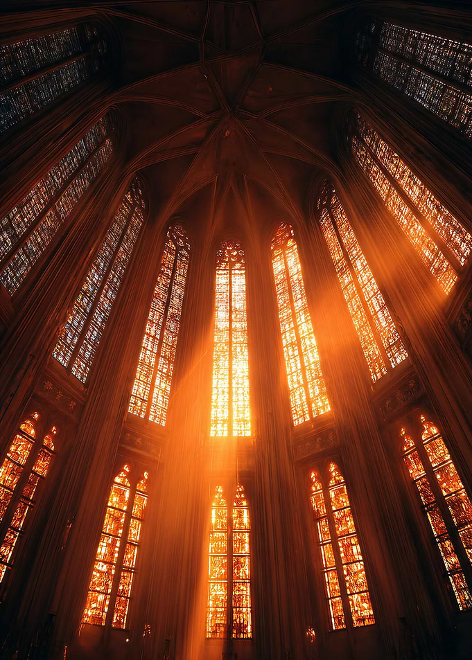 Golden Light Through Gothic Stained Glass