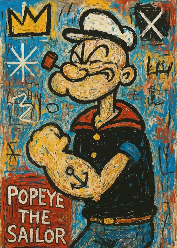 Popeye the Sailor Basquiat Style Art