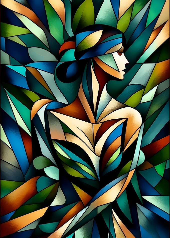 Stained Glass Abstract Woman Portrait