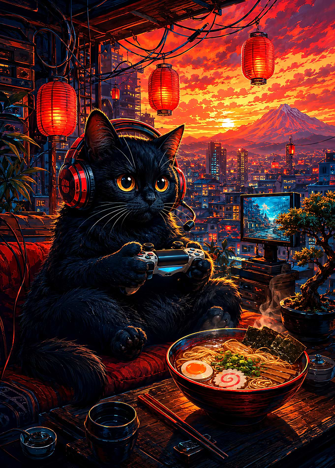 Black Cat Gaming with Ramen