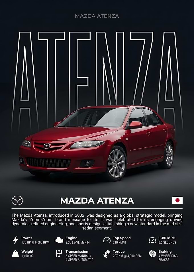 Mazda Atenza Informational Car Poster